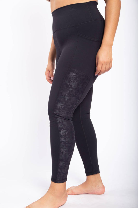 Metallic Side Accent Leggings - CURVY