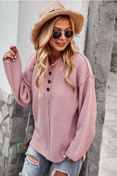 Half Buttoned Knit Sweater