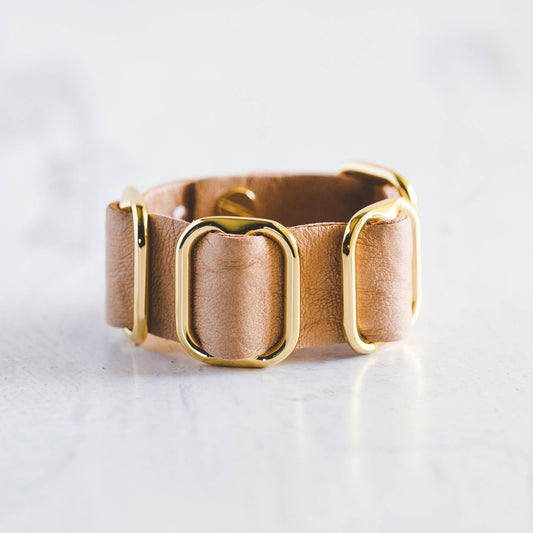 Fancy Cuff Bracelet -Sand/Gold