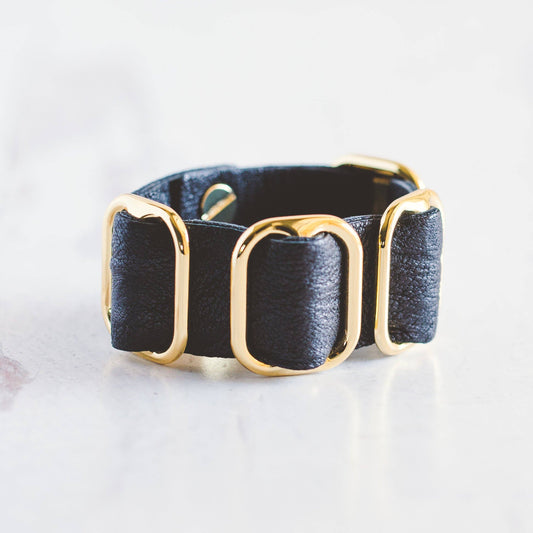 Fancy Cuff Bracelet - Black/Gold